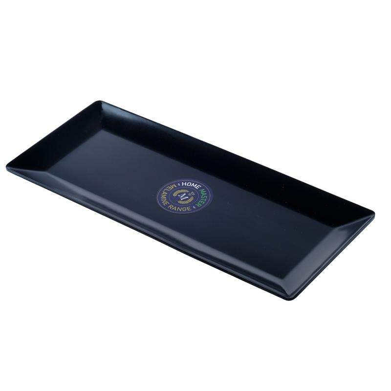 Stylish and Durable Serving Solution - Black Melamine Rectangle Platter Tray 35x15x1.5cm