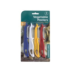 Vegetable Peelers Stainless Steel Blade 4 Pack Assorted Colours