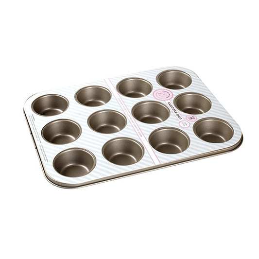 Champagne 12 Cupcake Muffin Baking Tray Non Stick Metal