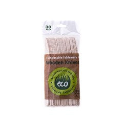 Sustainable and Durable Disposable Cutlery - Eco Wooden Knife (30 pack)