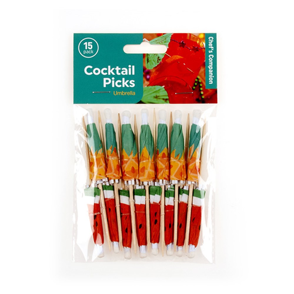 Cocktail Picks 15 Pack 2 Designs Dark Red Mango Green Colour