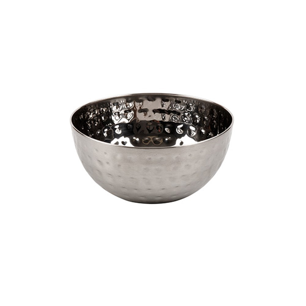 Stylish and Functional Kitchen and Serving Essential - Silver Hammered Stainless Steel Bowl 17cm