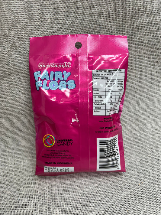 Delicious Sweetworld Strawberry Fairy Floss Candy 15g