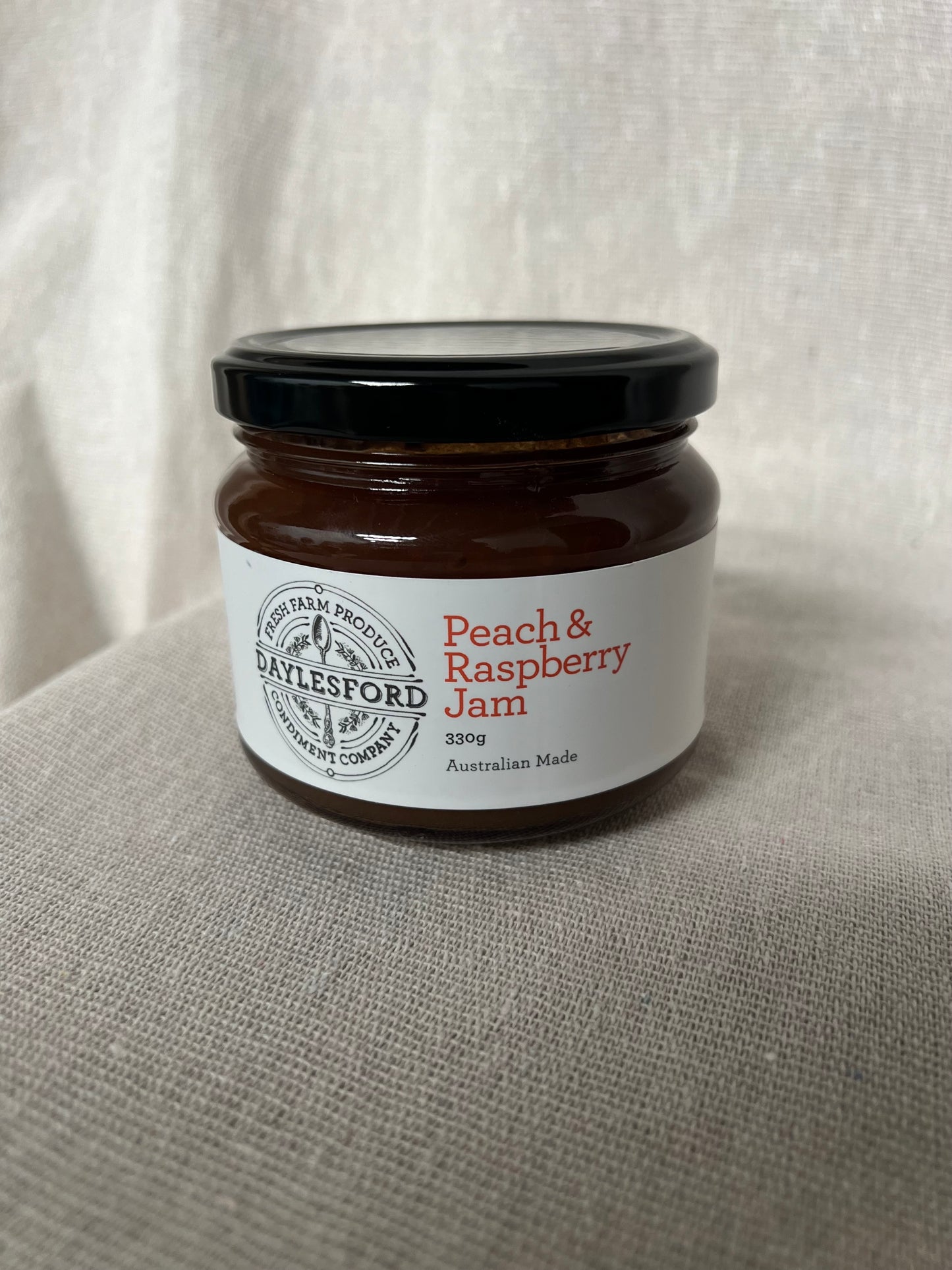 Farm Fresh and Fruity - Daylesford Condiment Company Peach and Raspberry Jam 330g