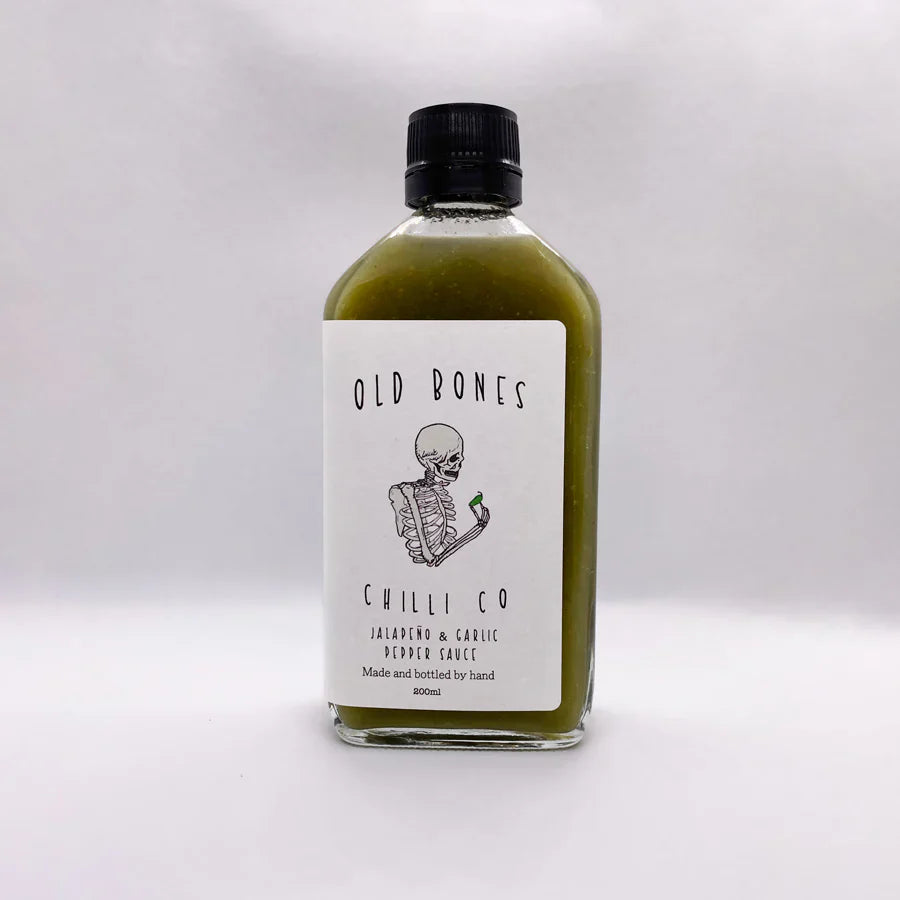 Jalapeno & Garlic Pepper Sauce 200ml (Mild Heat Level) - Old Bones Chilli Co