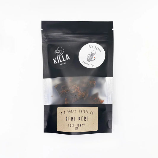 Peri Peri Beef Jerky 50g (Mild Heat Level) - KILLA JERKY CO. X OLD BONES CHILLI CO