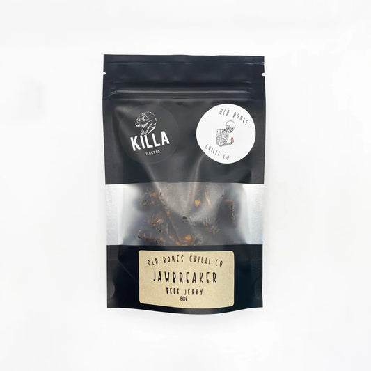 Jawbreaker Beef Jerky 50g (Extra Hot Heat Level) - KILLA JERKY CO. X OLD BONES CHILLI CO